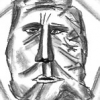 Zwei Gesichter, 2010 (nach einer Tonplastik (5 cm hoch, um 2000 entstanden) und einem Jesus-Bildnis)