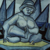 Badende (kubistisch), 1998 (nach einer Skulptur von Ursula Hensel-Krüger in Westerland auf Sylt) (mit kurzer Beschreibung, mit Verweis auf weiteres Werk)