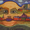 Irinaland über dem Balkan, 1996 (nach dem gleichnamigen Bild von Hundertwasser, 1969)